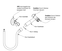 Camper-Dusche Brause mit Schlauch und Duschhalter von Queensize Camper