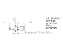 Quick coupling "bulkhead mounting" with 10mm hose nozzle suitable for all shower sets from Queensize Camper