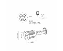 USB-C / USB-A Einbausteckdose 12V QC/PD3.0 45W — thegreenmonkey