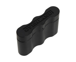 Black canister holder for fuel and water canisters from Overland Fuel