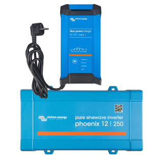 Batterieladegerät 15A mit Wechselrichter 250VA ohne Netzvorrangschaltung, 1 Steckdose