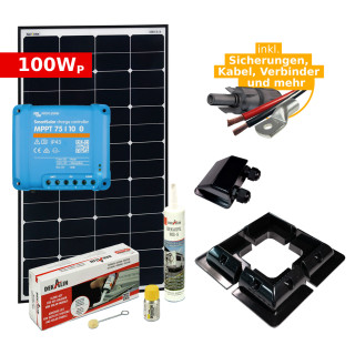 Complete solar set 100Wp for campers & motorhomes