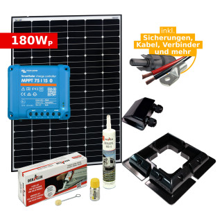 Solar Komplettset 180Wp für Camper, Wohnmobil, Boot