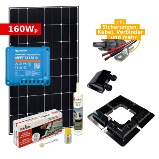 Complete solar set 160Wp for campers & motorhomes