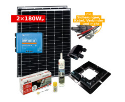 Complete solar set 2x 180Wp for camper & motorhome