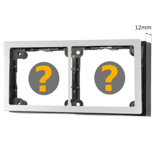 Cover frame 2-fold, white satinised & spacer frame 12mm