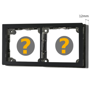 Cover frame 2-fold, black satinised & spacer frame 12mm