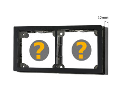 Cover frame 2-fold, black satinised & spacer frame 12mm