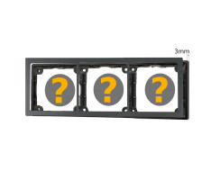 Cover frame 3-gang, slate grey high glossy & spacer frame 3mm
