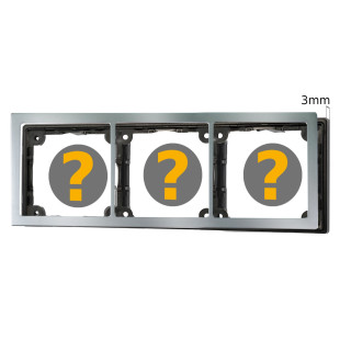 Cover frame 3-gang, matt chrome & spacer frame 3mm