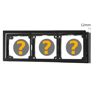 Cover frame 3-gang, black satinised & spacer frame 12mm
