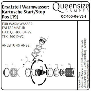 Cartridge for Mixer Tap from Queensize Camper (Spare Part)