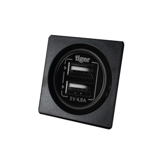 USB socket dual 2 x 2.4A 12V/24V without lighting + Adapter Plate Berker