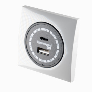 USB-C / USB-A Buck-Boost Ladegerät 100W "convertiger 100" mit Berker Einbaurahmen, grau