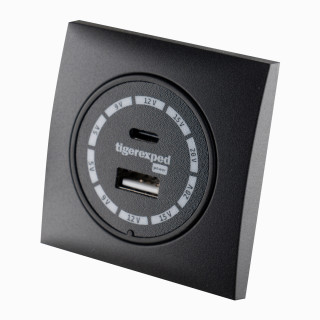 USB-C / USB-A Buck-Boost Ladegerät 100W "convertiger 100" mit Berker Einbaurahmen, anthrazit