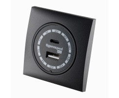 USB-C / USB-A Buck-Boost Ladegerät 100W "convertiger 100" mit Berker Einbaurahmen, anthrazit