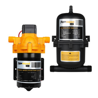 Wasserdrucksystem Bundle - 12V Druckwasserpumpe 11l/min & Druckspeichertank 0,75l