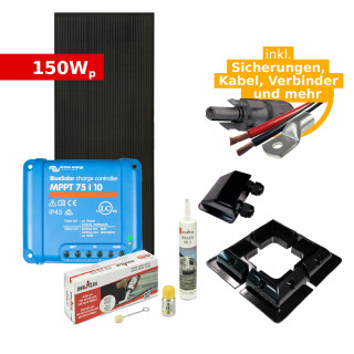 Solar Komplettset 150Wp ULTRAblack tiger für Camper & Wohnmobil