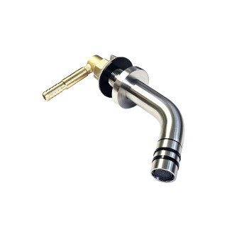 Wall outlet with cartridge and angled nozzle, stainless steel