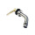 Wall outlet with cartridge and angled nozzle, stainless steel