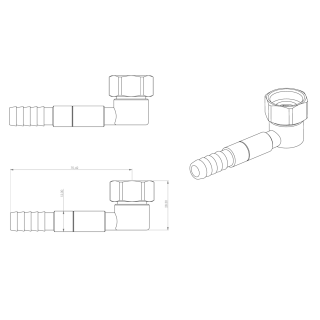 Brass elbow 1/2" UM with Quick-Fit connection and 10 mm