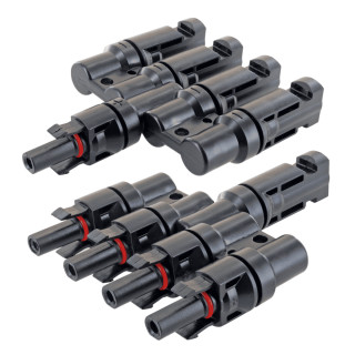 MC4 Adapter for Solarpanels, 4-way, Set of Plug and Socket