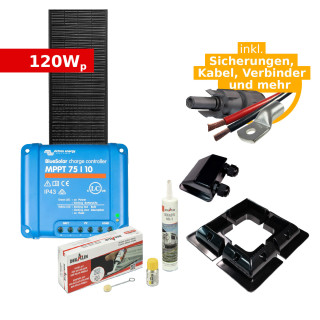 Solar Komplettset 120Wp ZL ULTRAblack tiger für Camper & Wohnmobil (mit Victron Laderegler)