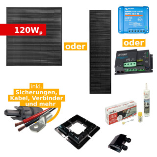 Complete Solar Kit 120Wp ULTRAblack tiger for RV, Campervan or Boat