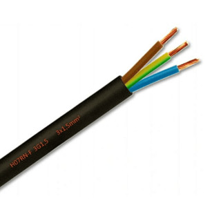 Gummischlauch-Anschluss- und Steuerleitung 3 x 1,5 mm² Typ H07RN-F, schwarz