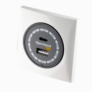 USB-C / USB-A Buck-Boost Ladegerät 100W "convertiger 100" mit Berker Einbaurahmen, weiß