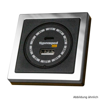 USB-C / USB-A Buck-Boost Ladegerät 100W "convertiger 100" mit Inprojal Einbaurahmen, chrom mattglanz