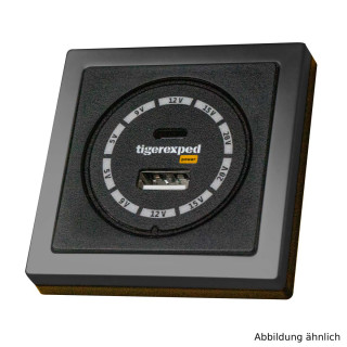 USB-C / USB-A Buck-Boost charger 100W "convertiger 100" with Inprojal Mounting Frame, slate grey high-gloss