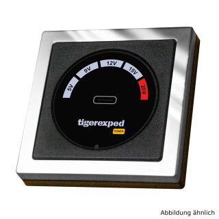 USB-C Buck-Boost Charger 100W "convertiger 100" with Inprojal Mounting Frame, high-gloss chrome