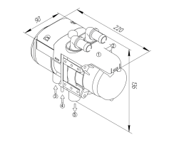 Autoterm Flow 5D (ehem. Binar 5s) Diesel-Wasserstandheizung 5kW 12V inkl. Einbaukit und Touch Control Bedienteil
